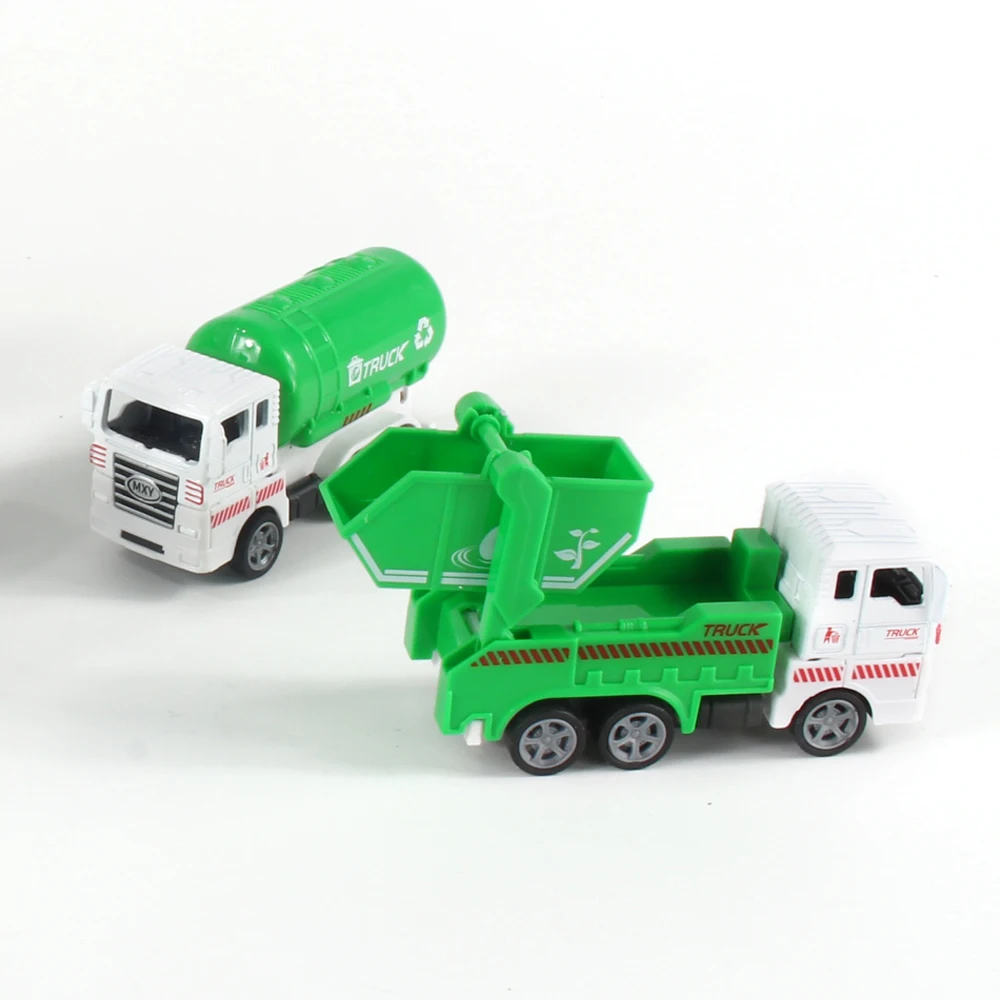 Wholesale  Truck Pull Back Alloy Garbage Track Friction Motal Model Car Truck Diecast Sanitation Vehicle Boy Toy