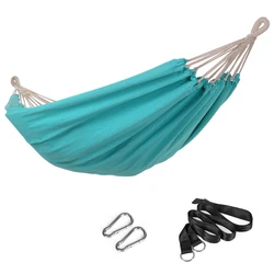Tropical garden outdoor portable folding beach travel hammock canvas camping hammock swing with mounting straps