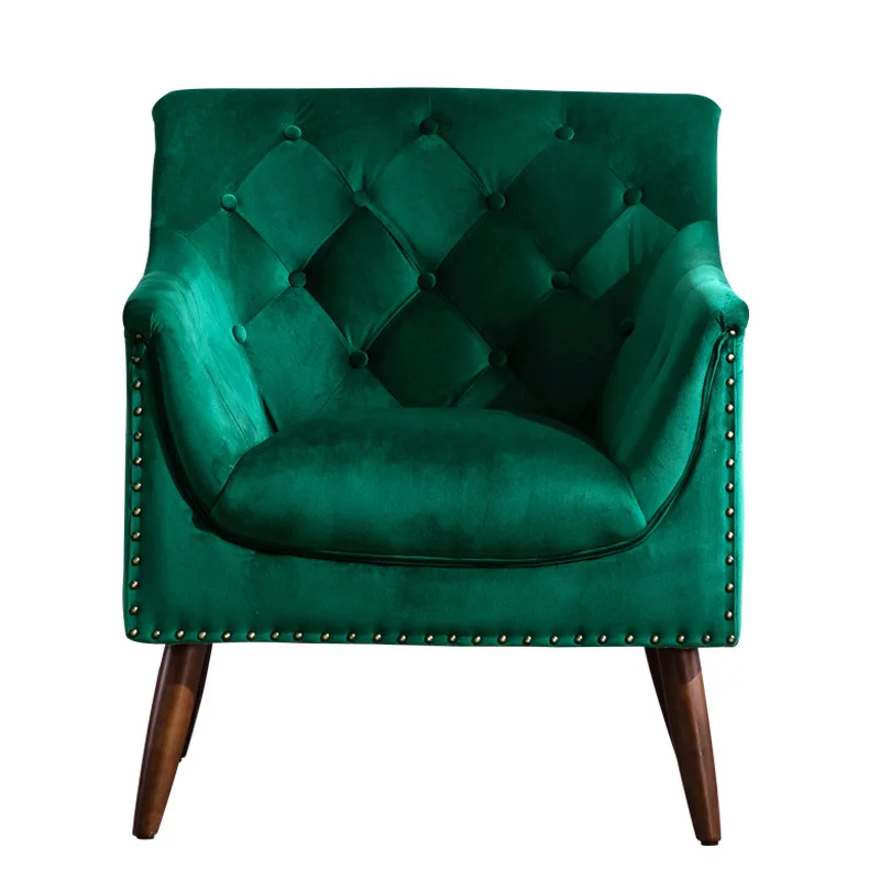 Wholesale American light luxury retro velvet fabric solo sofa tiger chair small living room bedroom casual European style French