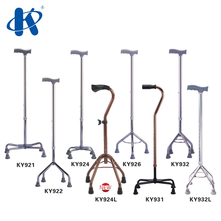 Kaiyang KY924L Hot Selling Aluminum Crutches Cane Folding Four Feet Adjustable Walking