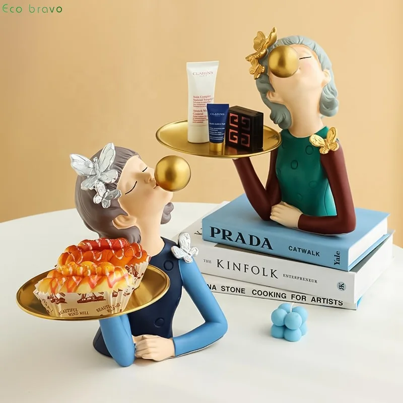 Modern Artificial Gifts Crafts Bubble Girl Resin Crafts Ornament Home Gecor Creative Storage Tray Home Accessories Gift Sets