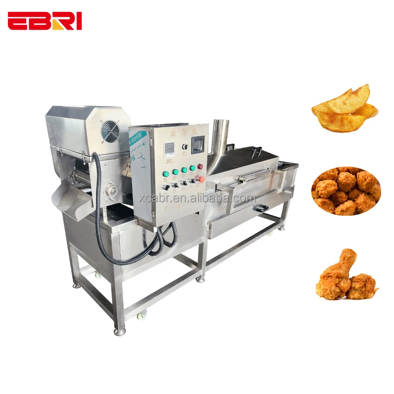 China Industrial Conveyor Belt Oil Fryers Commercial Continues French Fries Potato Chips Production Line Fryer