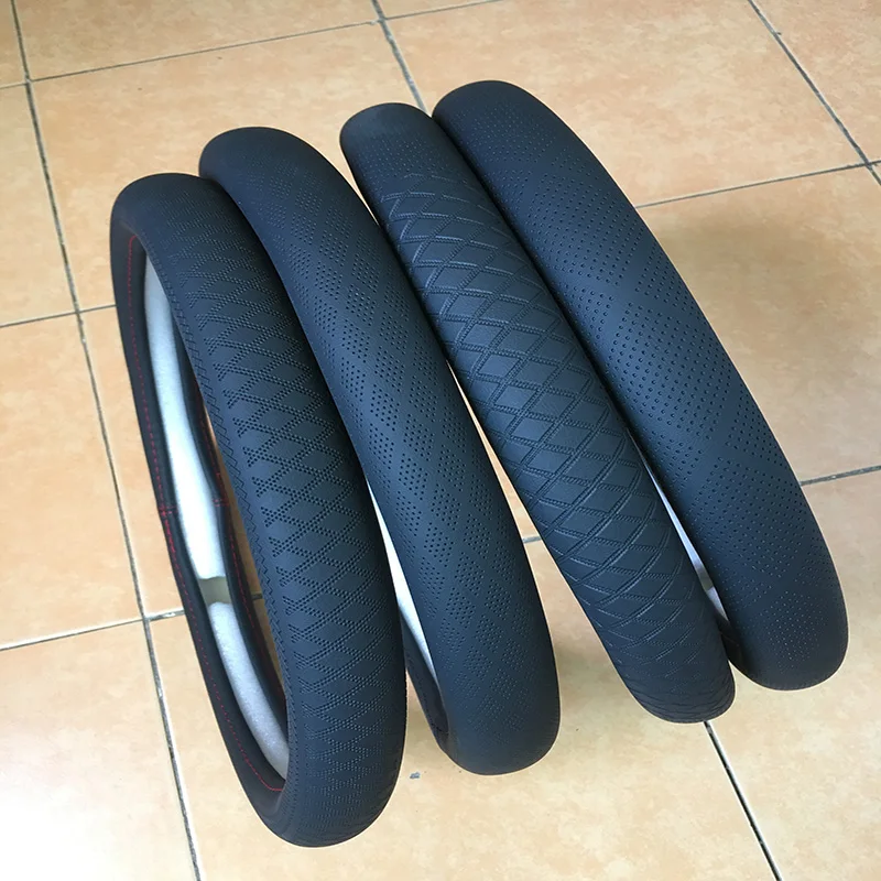 Cheap price fiber leather perforated car steering wheel covers manufacturer for toyota