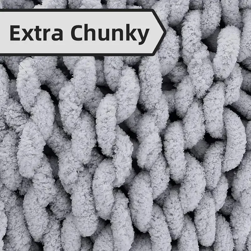 Custom Nature Big Knot Wool Throw Chenille Weighted Handmade Thick Yarn Chunky Knit Blanket