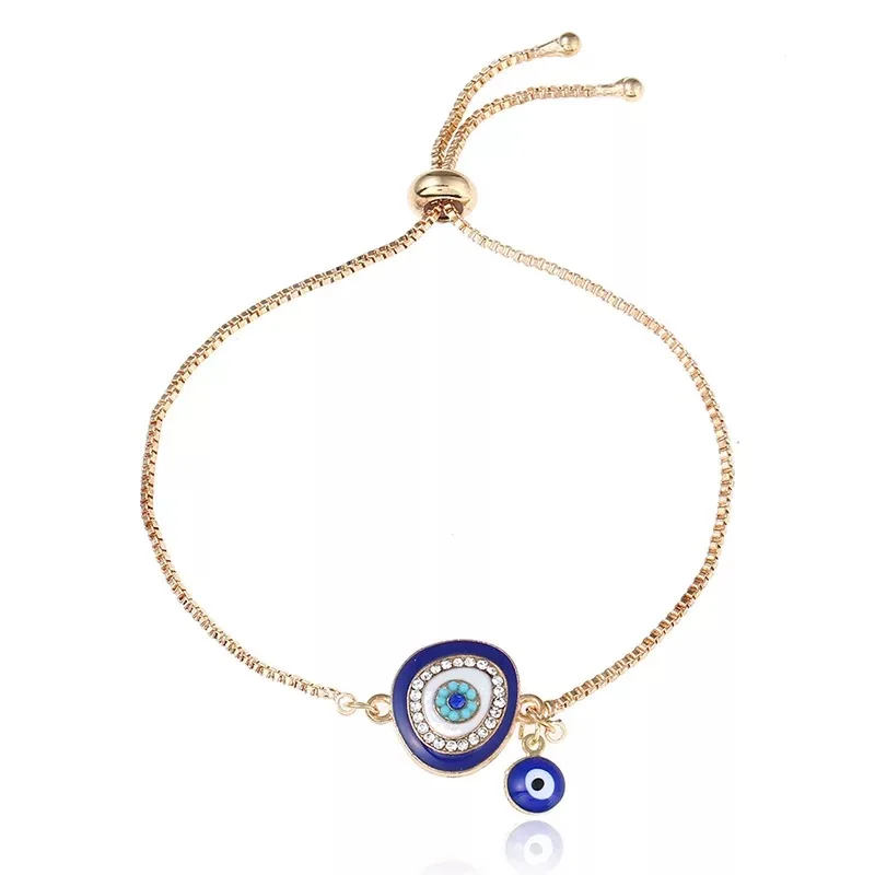 Turkish talisman jewelry dainty gold amulet evil blue eye bracelet