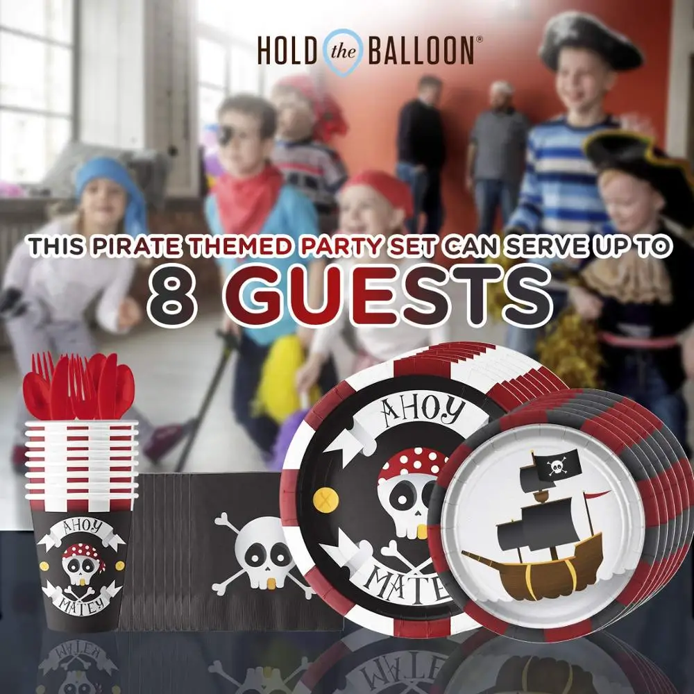 PARTYCOOL Kids Birthday Party Supplies pirate tableware set for pirate themed birthday party decor