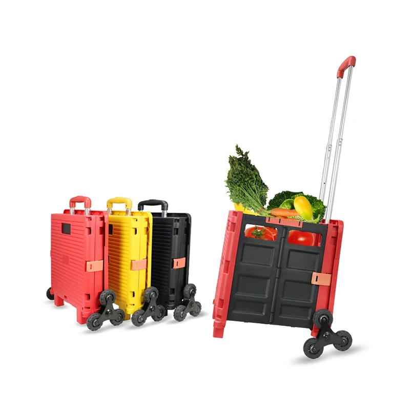 BAOYU Putting Car Seat in 3-wheel Steel Easy Climber Shopping Cart Folding Lightweight Plastic Luggage Trolley Cart