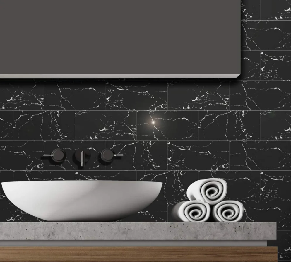 PVC Imitation Marble Tile Stickers Waterproof Oil Proof for Kitchen Bathroom Backsplash DIY Self Adhesive New Wall Stickers