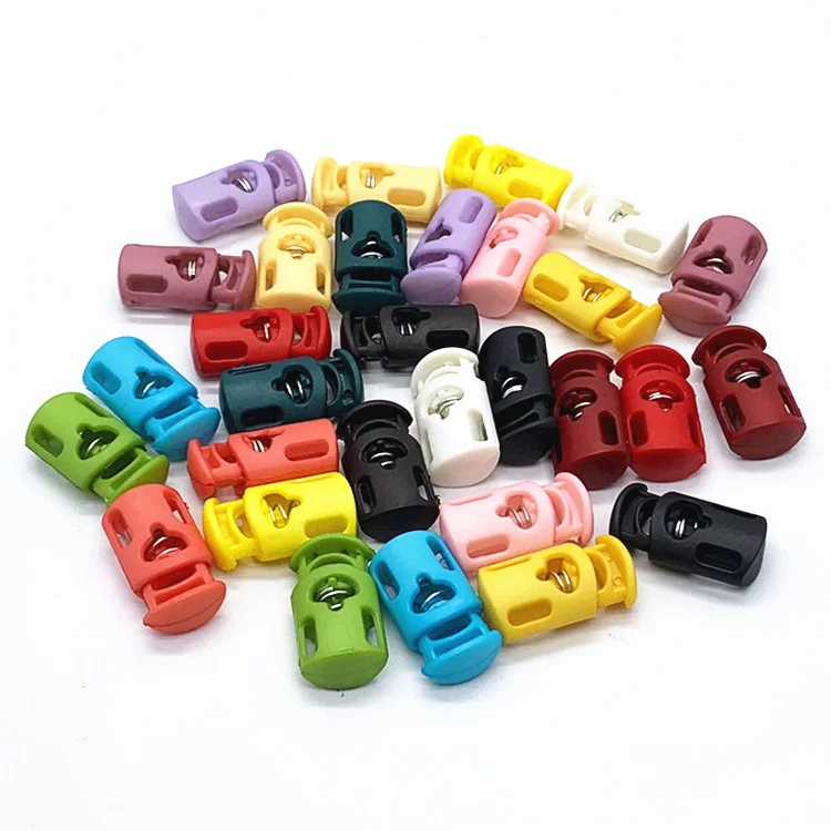 Plastic Cord Locks Single Hole Spring Toggle Stopper Cord Stops Fastener Toggles for Shoelaces Drawstrings Bags Clothing