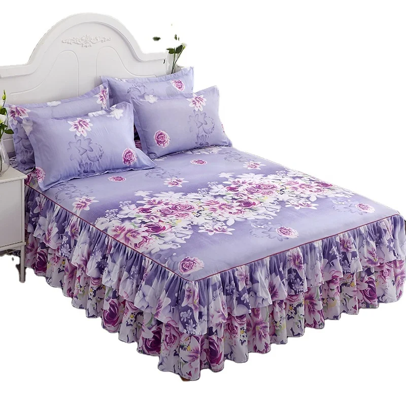 
150cmx200cm 180cmx200cm 180cmx220cm 200cmx220cm Low MOQ Cheap Price Floral Fitted Bed Skirt 