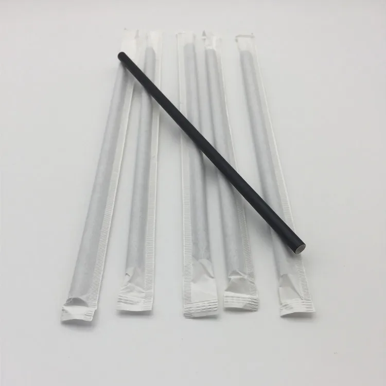 Hot sale High quality disposable biodegradable black paper drinking straws for cocktail party
