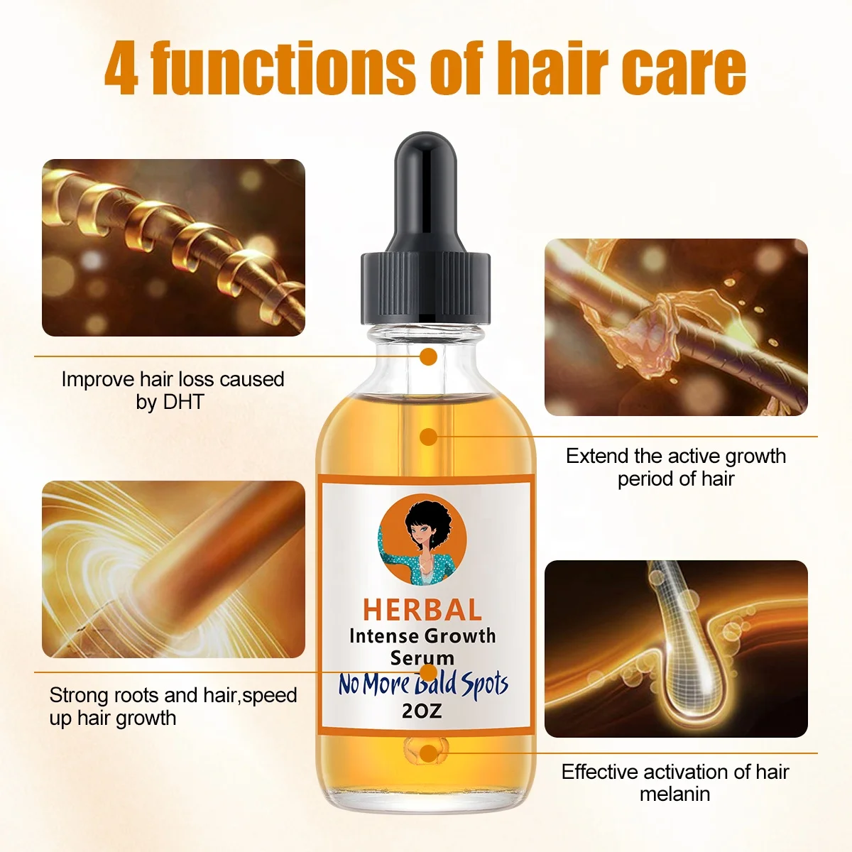 Private Label Anti Loss Serum Hair Growth Oil Alopecia Hair Loss Treatment Products Organic Herbal Regrowth Oil