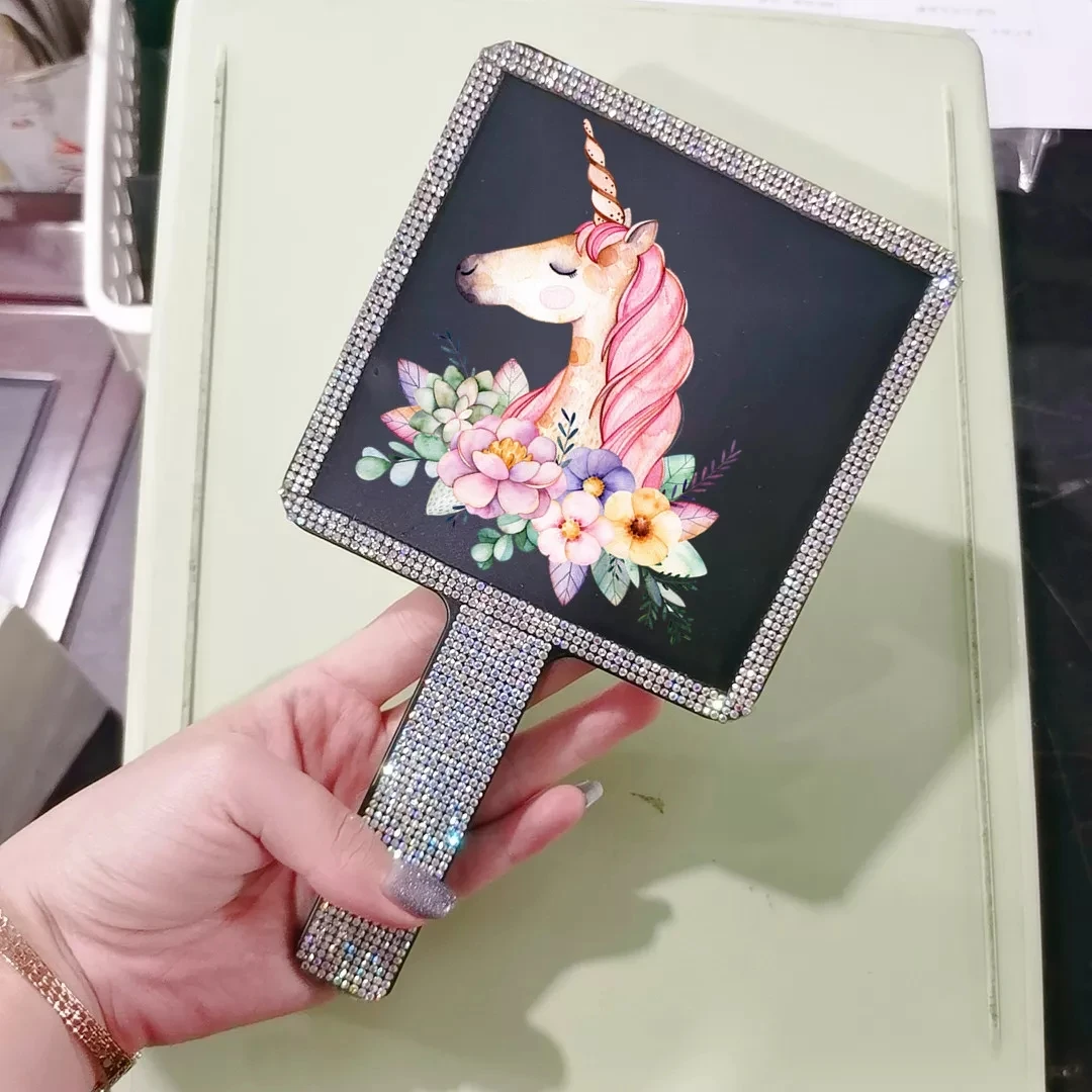 FEIYAN Wholesale Makeup Hand Hold Mirror Heart Oval Round Square Shape Custom Your Logo Portable Beauty Handheld Makeup Mirror