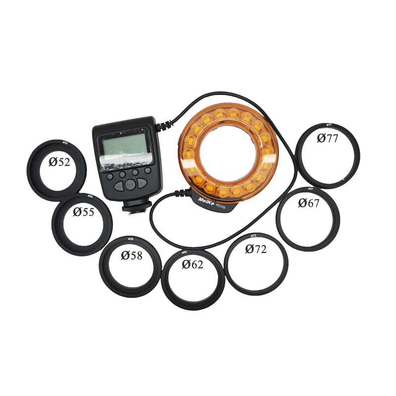 MK-FC110 15GN 3200K-5500k Кольцевая вспышка для макросъемки с Вспышка Speedlite со светодиодной подсветкой для Canon 550D 600D 70D 60D 500D 5D 5D mark iii DSLR камеры