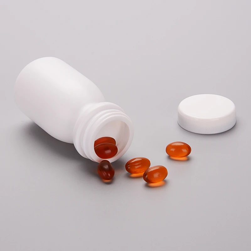 Medicine Packaging White 100ml Capsule Packaging Pharma Health Care Vitamins And Supplements Bottle With Cap