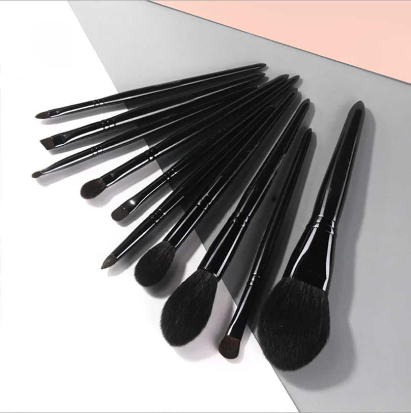 OUMO- 10pcs goat hair makeup brush set professional makeup brushes