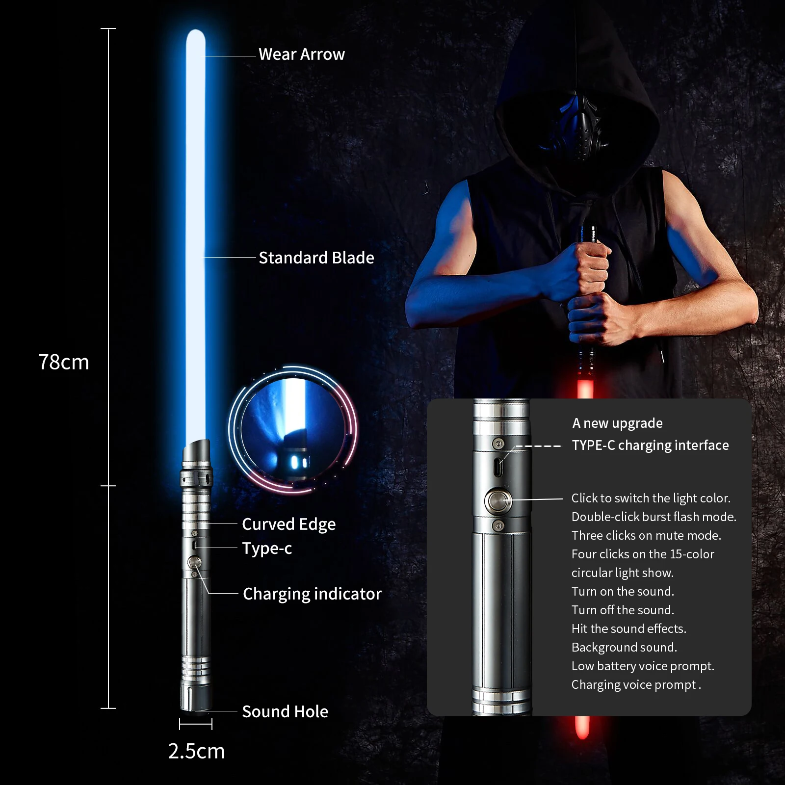 Metal Hilt Laser Sword Dueling Force Lightsaber  With bluetooth function Led Flashing Light Up Sword For Party
