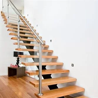 Guangzhou factory prefabricated modern luxury indoor metal stairs customized mono stringer straight staircase design