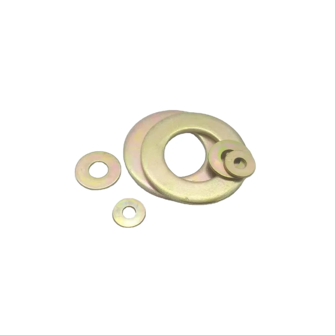factory wholesale price carbon steel DIN125 flat washers with yellow zinc plated for hex bolt and nut