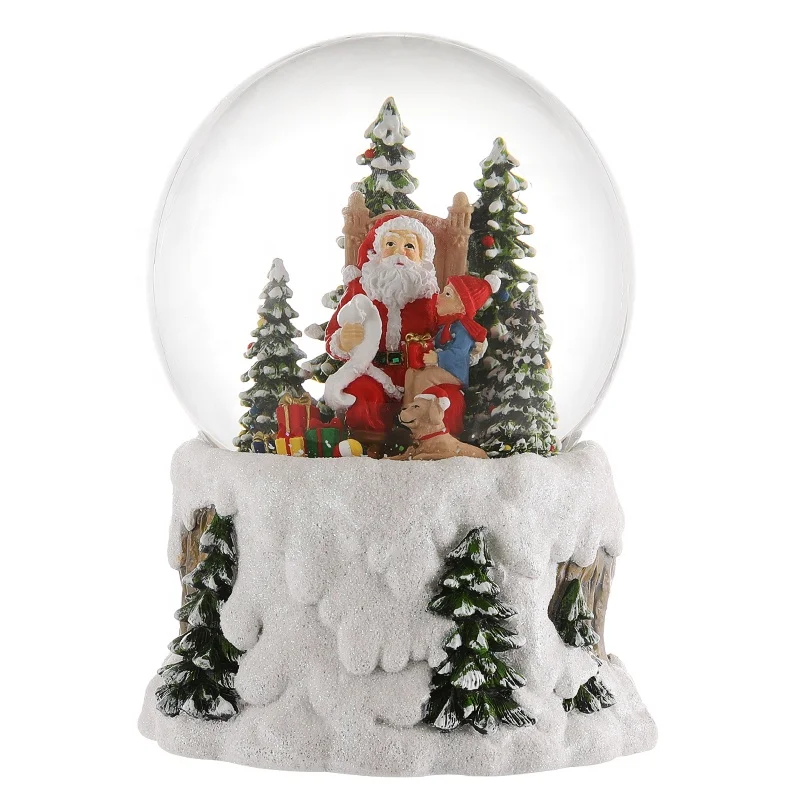 Custom Christmas Snow Globe Santa Claus Christmas Tree Water Globe Blowing Snow Winter Decoration Souvenir Gift Resin Snow Globe