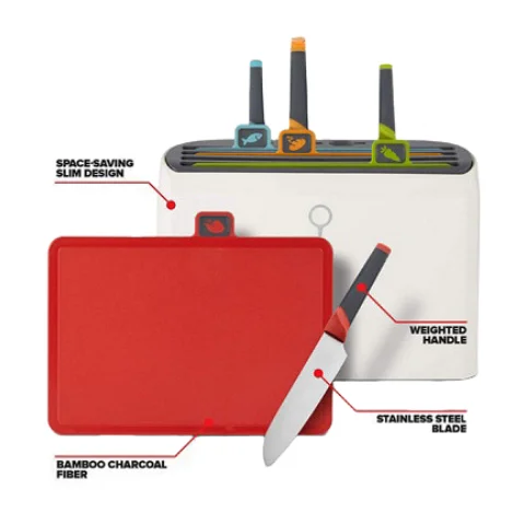 Wholesale Smart Kitchen Cutter Set Stainless Steel Assortment Cooking Tools with PP Plastic Cutting Board and Knife Set