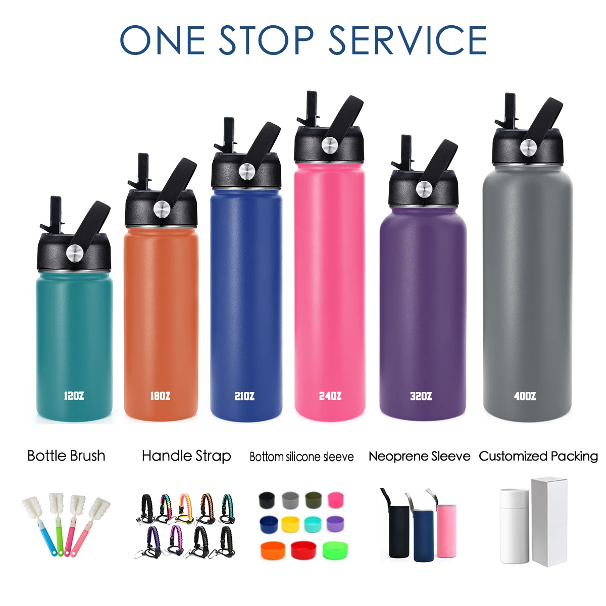 Eco-friendly Ice Shaker Insulated Custom Logo Big Capacity 21 32 OZ Colorful Double Wall Stainless Steel Water Bottle