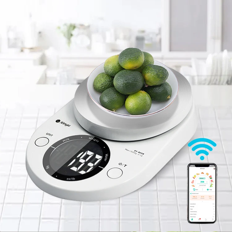 Round Shape LCD Digital Kitchen Scales 5 Kg 1 g Kitchen Food Weight Scale with Bowl