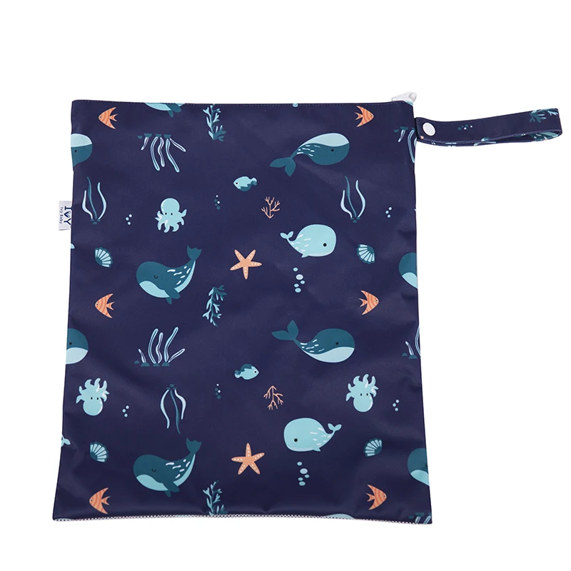 Babyshow Nappy Wet Dry Bag Double Handle Baby Stroller Hanging Bag Waterproof Washable Reusable Wetbag