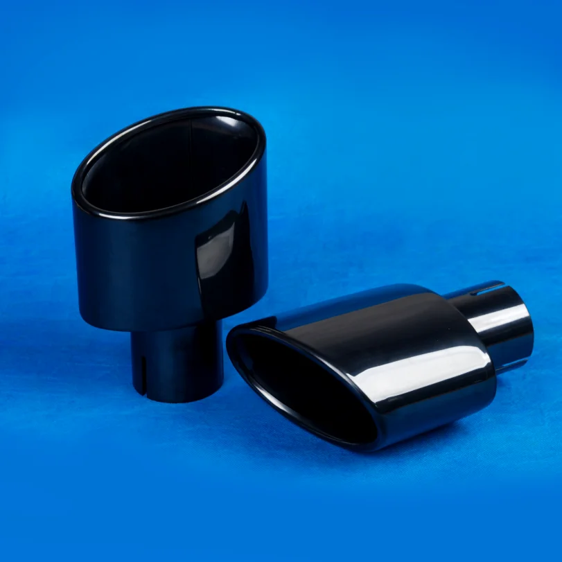 large sizeTitanium black304Stainless Steel Auto Accessory Left And Right Side In Pairs Exhaust Tips Car Flat Muffler Tailpipe