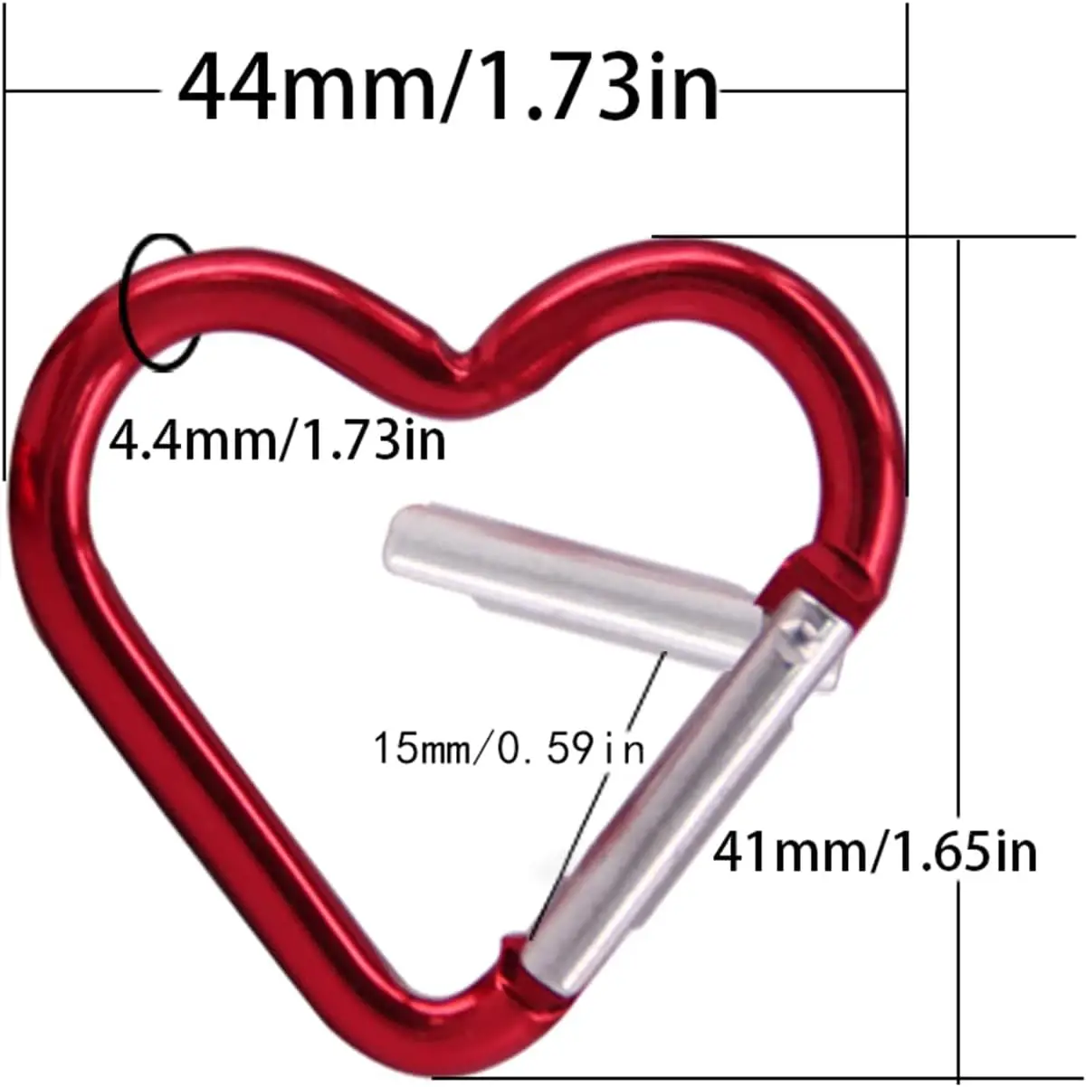 Aluminum Alloy 44x41x4.4mm Heart-shaped Carabiner Hook Backpack External Key Chain Travel aluminum carabiner hook
