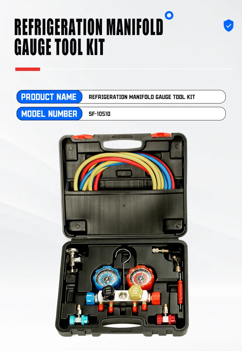 Professional Vacuum Pump & Manifold Gauge Set - HVAC Refrigeration Tool Kit - Diagnostic R134a R410A for repair air condition
