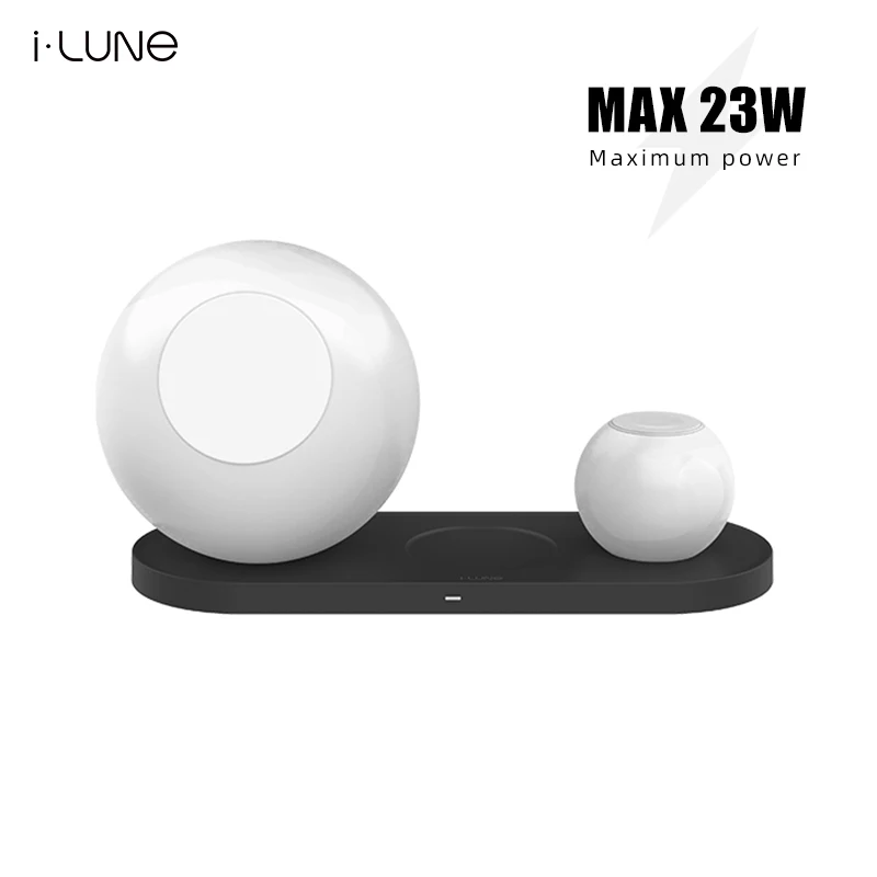2022 Новое поступление Лидер продаж LUNE реальная magsafing 3in1 23 Вт светодиодные QI Беспроводное зарядное устройство-подставка и настроение