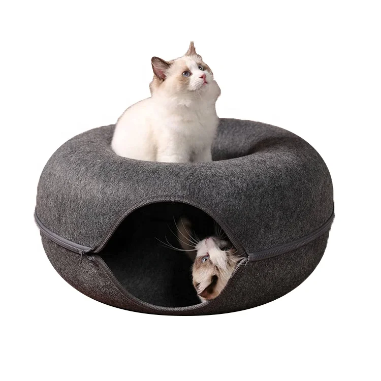 BunnyHi MSD002 Cat Nest Home Tunnel High Quality Customize Different Size And Logo Donut Felt Toy Cat Bed House