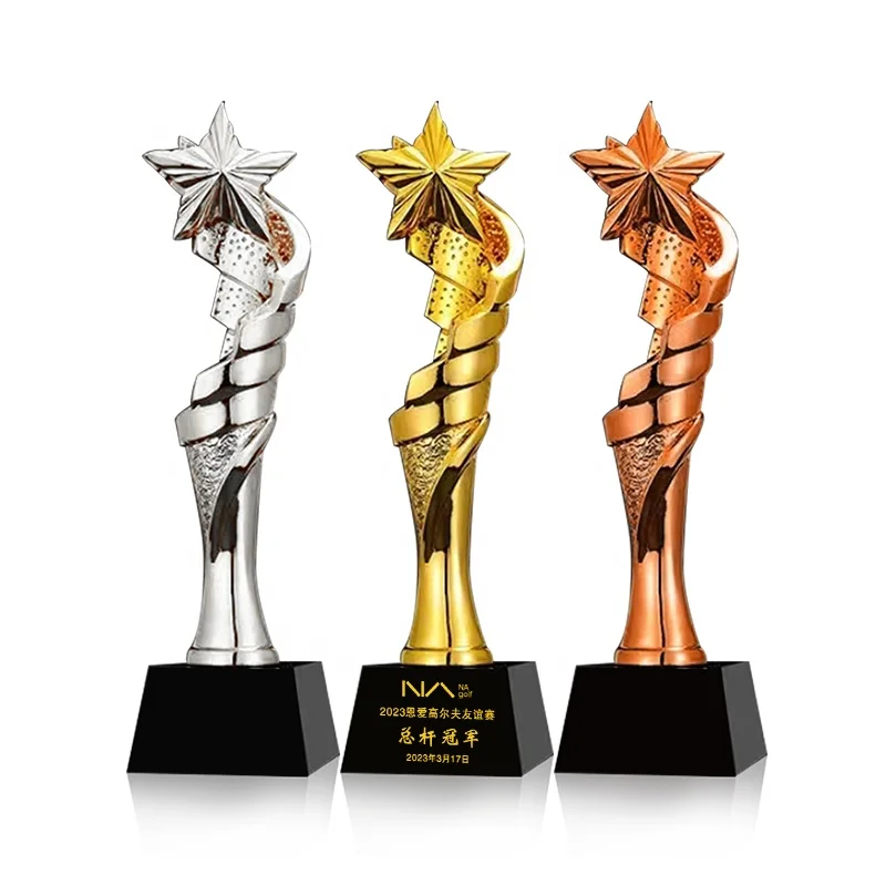 New resin trophy gold five pointed star shaped award trophy Champion Award
