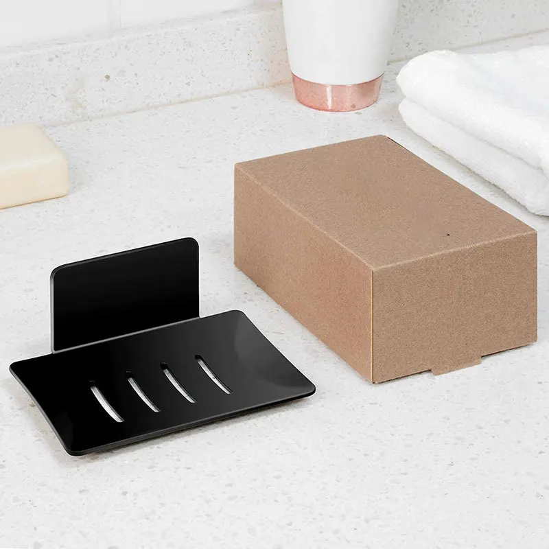 No pouch SUS304 Stainless Steel  Soap Dish Soap Holder Adhesive Soap Tray for Bathroom