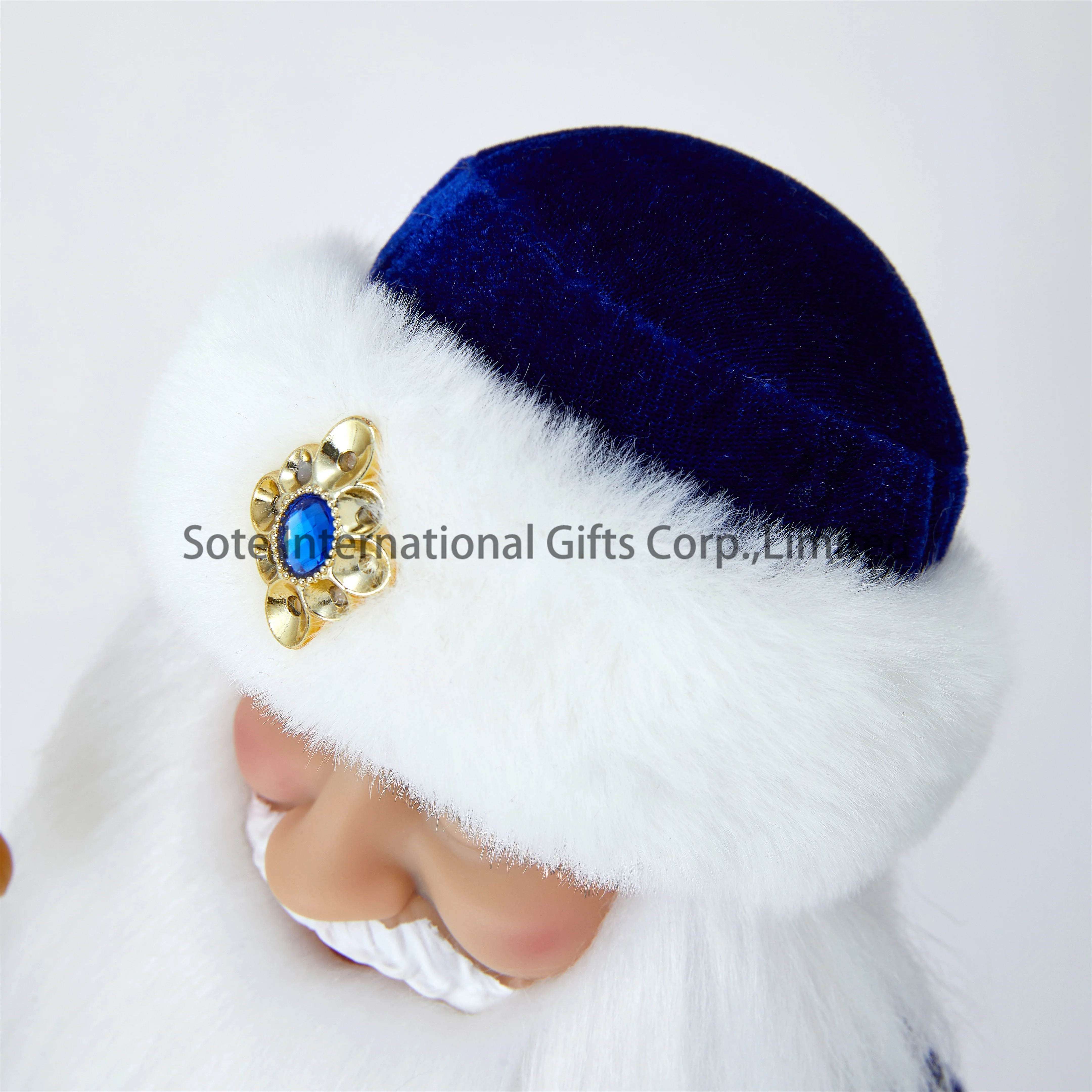 SOTE Electric Ded Moroz Blue Standing Figurine With Musical New Year Xmas Father Frost Ornaments