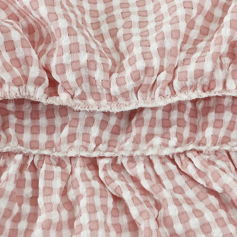 Summer plaid baby clothing sets ruffle sleeveless baby outfits shorts