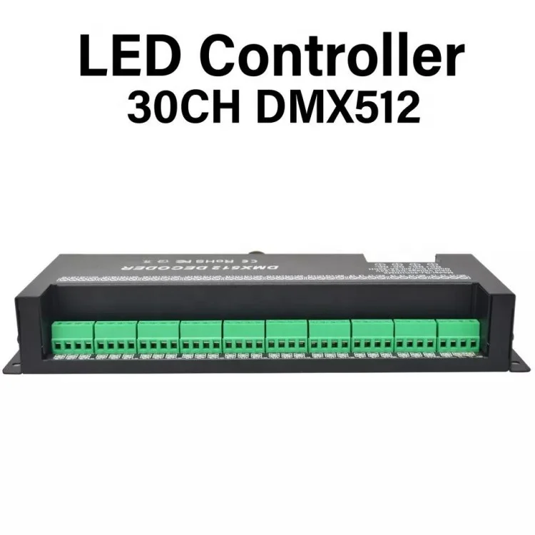 DMX Dimmer DC9V-24V 2A/CH Controller 30CH LED Strip Lighting Controller DMX Decoder