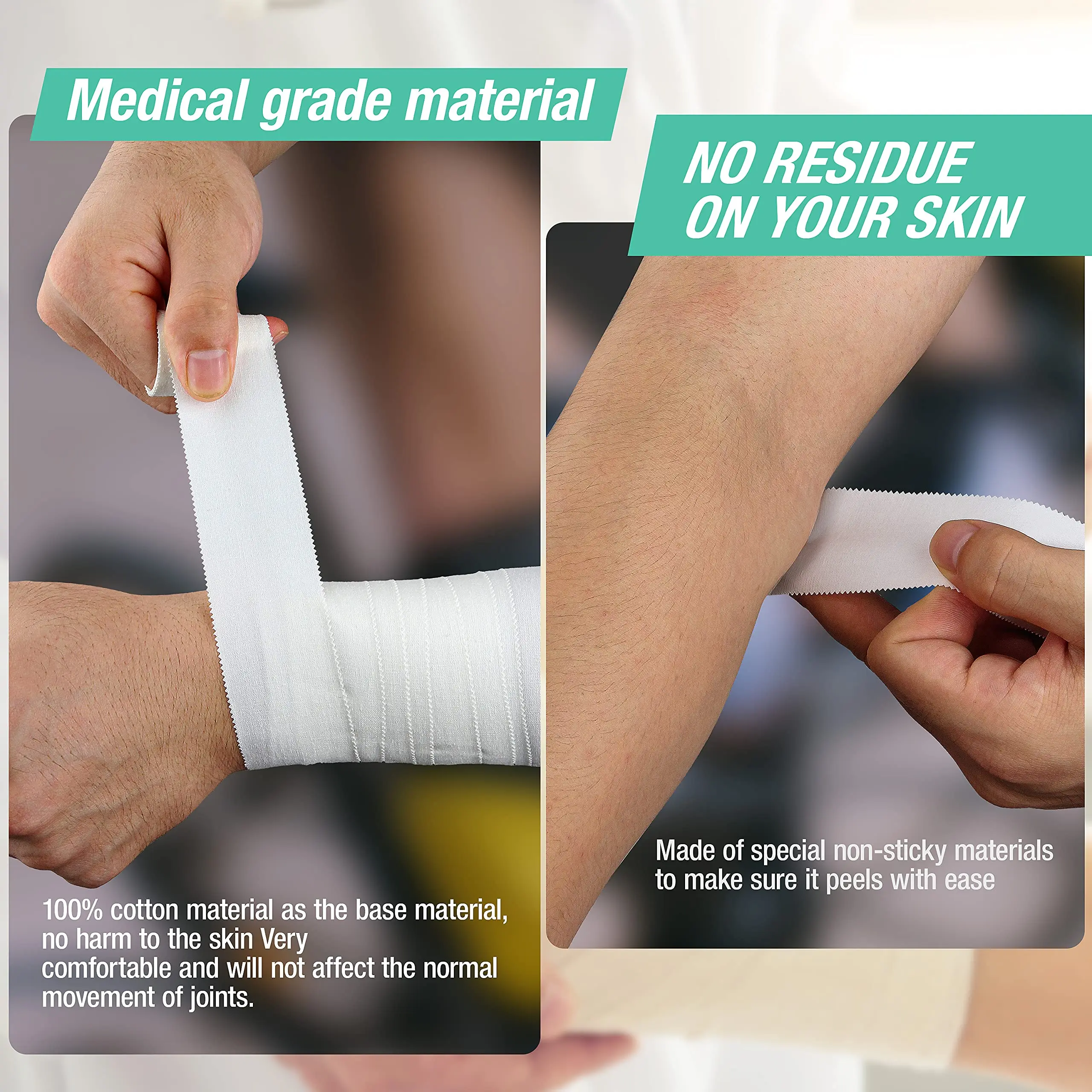 White Athletic Sports Tape, Very Strong Adhesive and Hypoallergenic Breathable Cotton Sports Tape for Bats, Tennis and Boxing