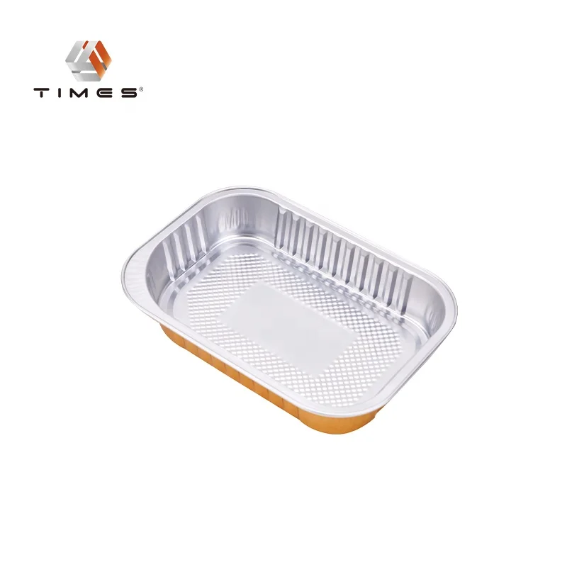 320ml Recyclable food grade  customized  golden aluminum foil container with lid lunch boxes  pet food food package