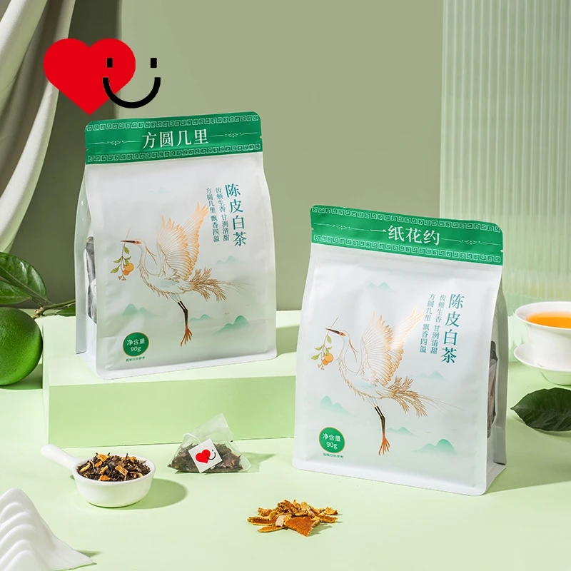 OEM source food factory mass customization summer fire pyramid bag tea tangerine peel white tea
