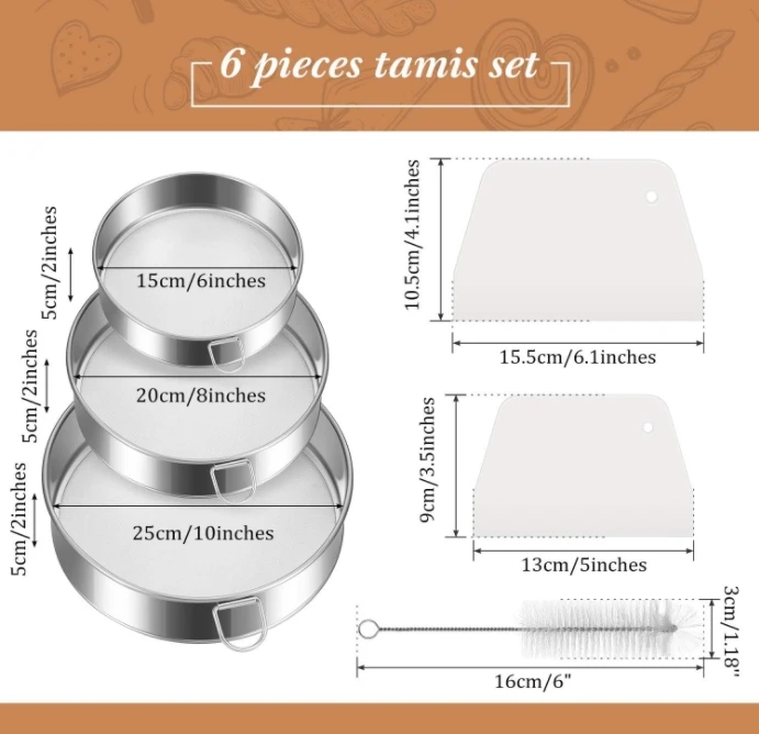 6 шт. сито для муки 6/8/10 дюймов