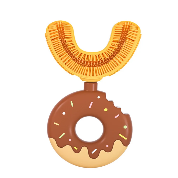 New Style 360 Soft Kids Doughnut Donut Brush Silicone U Shaped Children Toothbrush For Wholesale