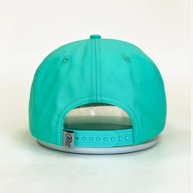 Custom Five Panel Waterproof Nylon Running Cap ,Unstructured 5 Panel Custom Rope Snapback Hat