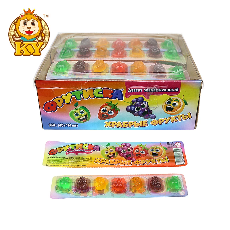 Wholesale custom sweets 7pcs fruit shape jelly&pudding candy
