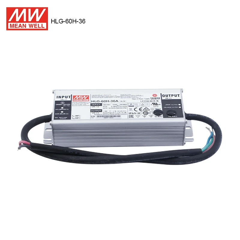 Mean Well HLG-60H-36 Led Driver Life 60W Led Driver 36V Ip67 Led Lighting Drivers Mean Well
