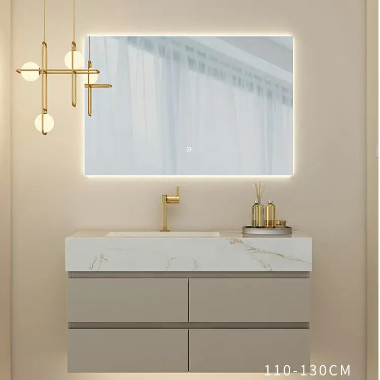 White Color Modern Hotel Bathroom Sink Wall Mounting Stone Vanity Basin