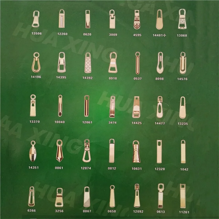 NO.3#5# Golden rectangle matte pattern metal zipper slider puller pendant pull parts for garment bags shoes