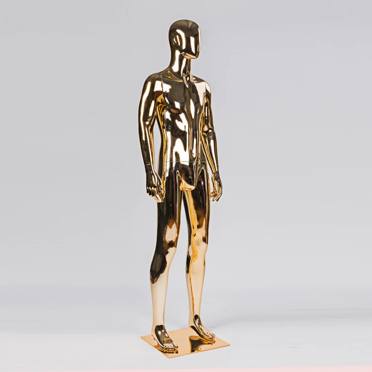 Золотистый хромированный стоячий манекен из стекловолокна
