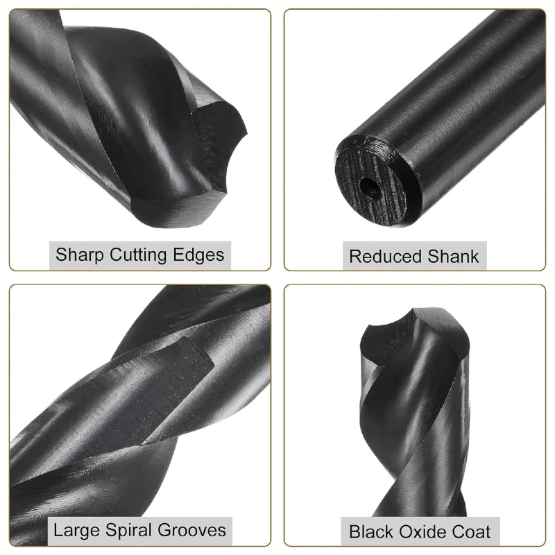 HSS Silver & Deming 1/2 сверло с уменьшенным хвостовиком для металла и стали | M2 Черное Золотое кобальтовое